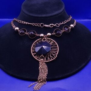 Stylish Black Stone Pendant Layered Necklace - Women's Jewelry